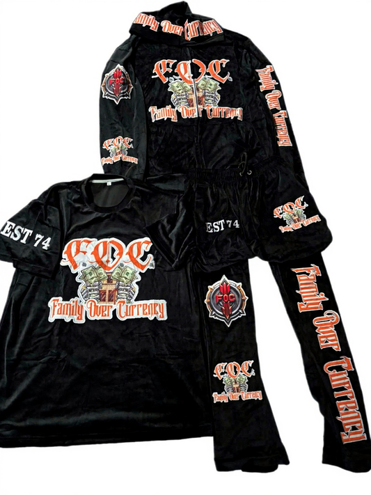 3-Piece F.O.C. Velour Set - Black
