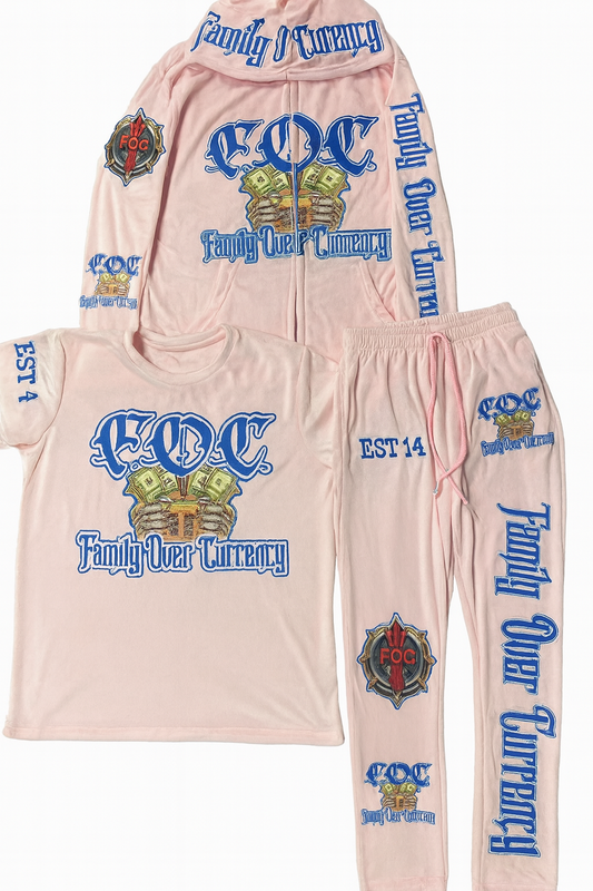 3-Piece F.O.C. Velour Set - Pink
