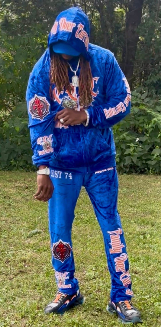 3-Piece F.O.C. Velour Set - Royal Blue