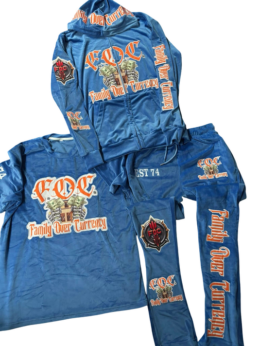 3-Piece F.O.C. Velour Set - Blue